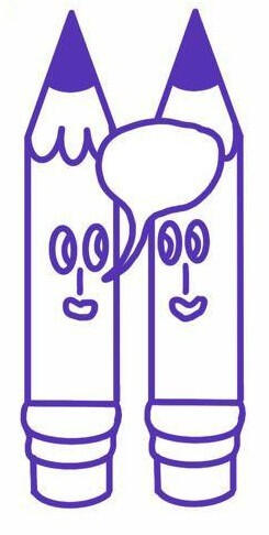 Logo (c) Lis Walter, Jiaqi Hou, Tuki Gruner Logo von „Verein für grafisches Erzählen“. Zwei Bleistifte liegen übereinander und betrachten sich mit zwei Augenpaaren. Darunter der Schriftzug des Vereines.